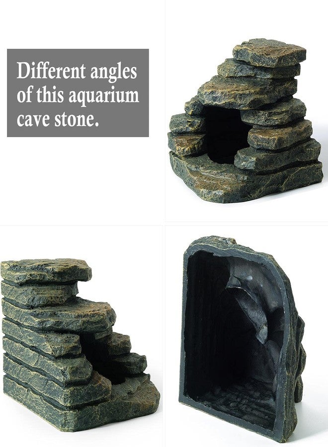 FEDOUR Aquarium Ornaments, Aquarium Mini Skull Skeleton/Aquarium Mini Castle/Aquarium Hippon Cave/Aquarium Rock Stone Cave Decoration, Fish Tank Decoration Landscape Hiding House (Rock Cave) - Image 4